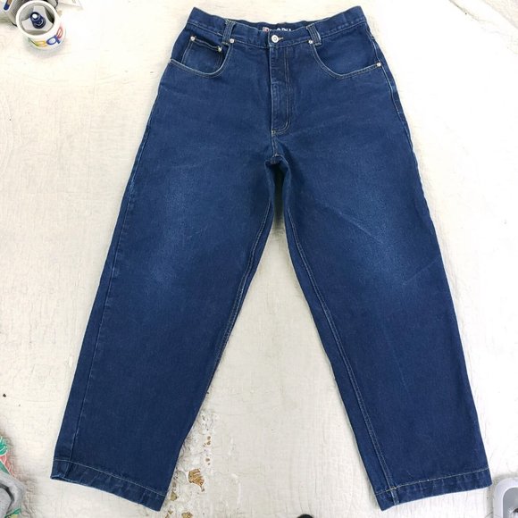 Vintage 90s Karl Kani Blue Jeans Embroidered Mens Size 34 Measure 33x30 Hip Hop - Picture 3 of 9